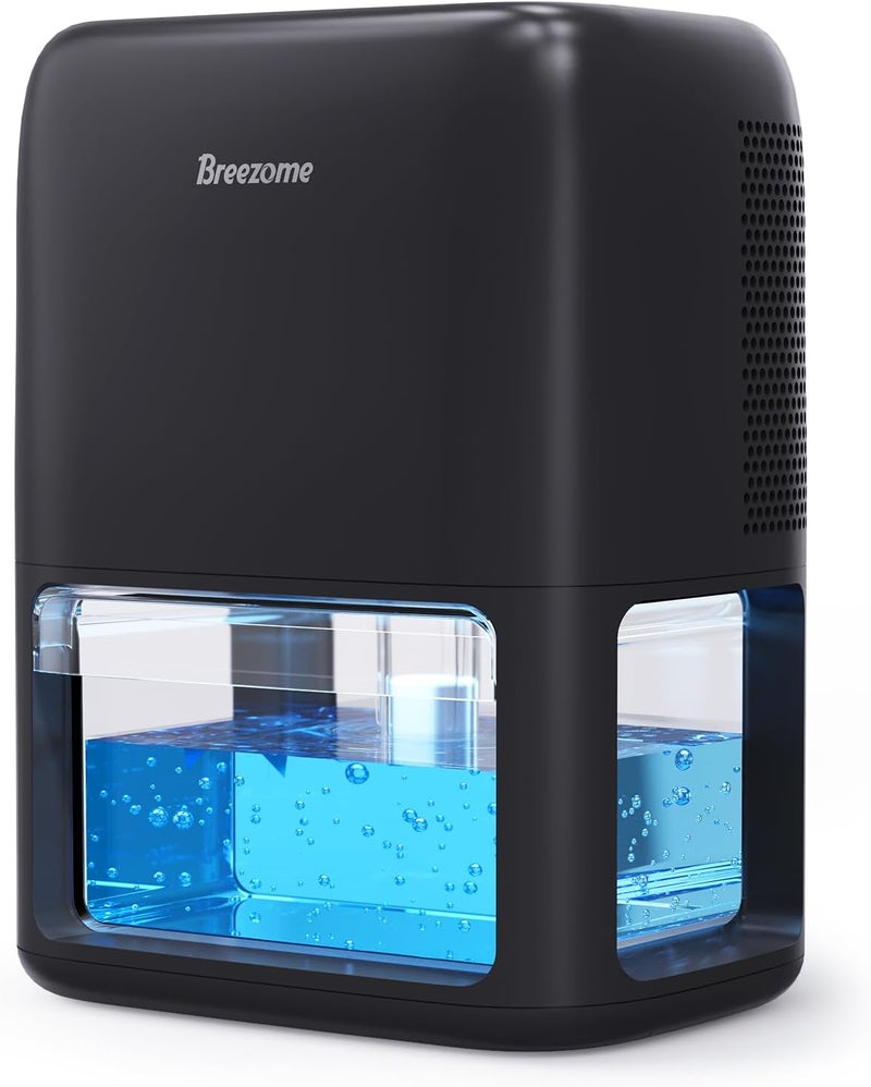 BREEZOME مجفف هواء سعة 60 أونصة للمنزل، مجفف هواء هادئ ثنائي أشباه الموصلات مع مؤقت إيقاف تلقائي ووضع نوم مع 7 ألوان ضوء، مجفف هواء محمول صغير للحمام، غرفة الملابس، RV، أسود - Image 1